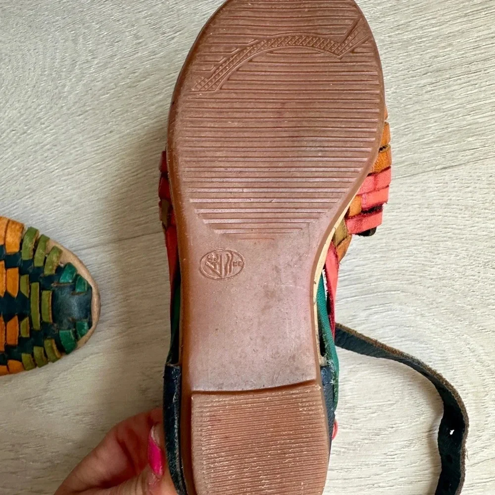 Kids Baby Vintage Leather Mexican Hurache Sandals Shoes Auth Handmade Artesinal